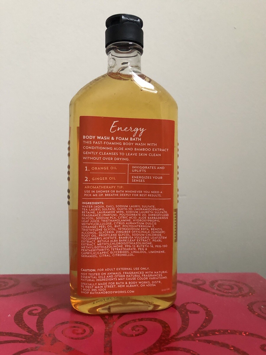 Bath Body Works Aromatherapy ENERGY ORANGE GINGER Shower Gel 10 oz
