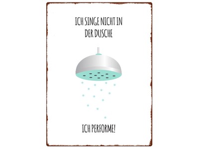 WANDSCHILD Metallschild ICH SINGE NICHT IN DER DUSCHE Badezimmer Lustig
