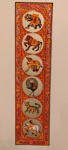 Hand-Painted-Procession-Miniature-Painting-India-Art-on-Silk-Nature-Animal