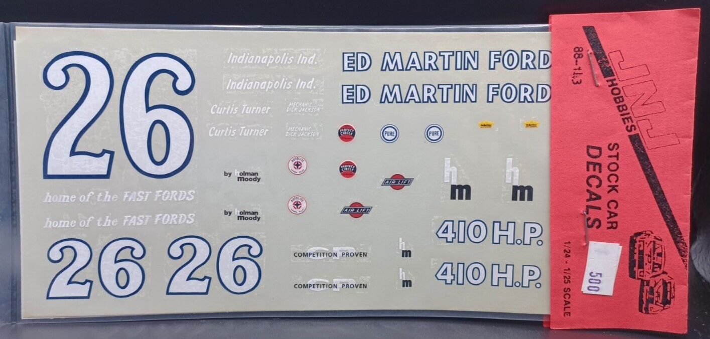 JNJ No. 88143 124 Curtis Turner 26 Ed Martin Ford Decals eBay