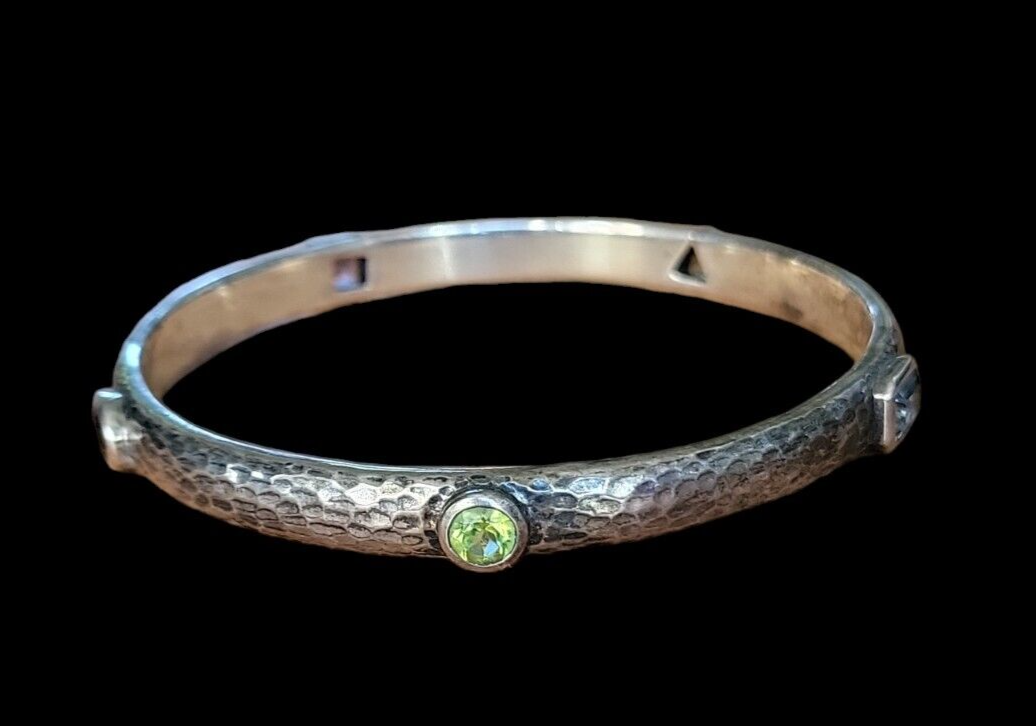 Hammered Sterling Silver Silpada Bangle with Garnet Amethyst Peridot Citrine-image