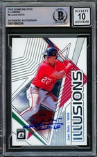 Juan Soto Autographed 2019 Donruss Optic Illusions Card Gem 10 Auto Beckett