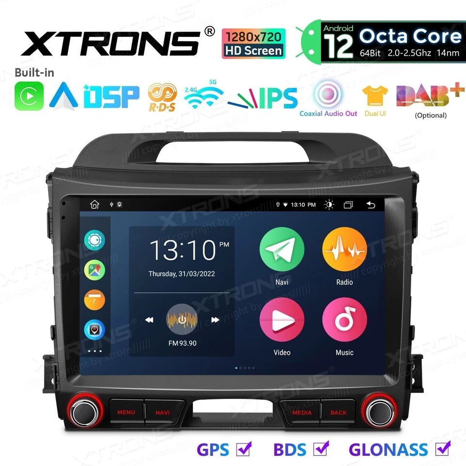 AUTORADIO ANDROID 12 STEREO AUTO KIA SPORTAGE SERIE3 2010-2015 NAVI GPS WIFI USB - Immagine 2 di 4