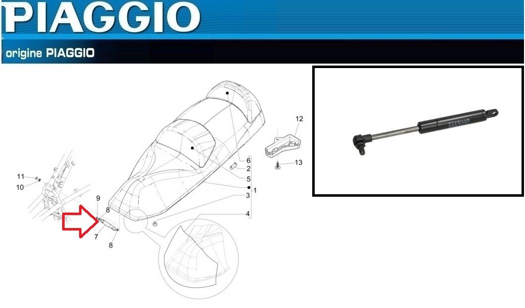 Vérin de selle Piaggio MP3 résout la selle qui tombe pour X10 125 350 500 d'origine