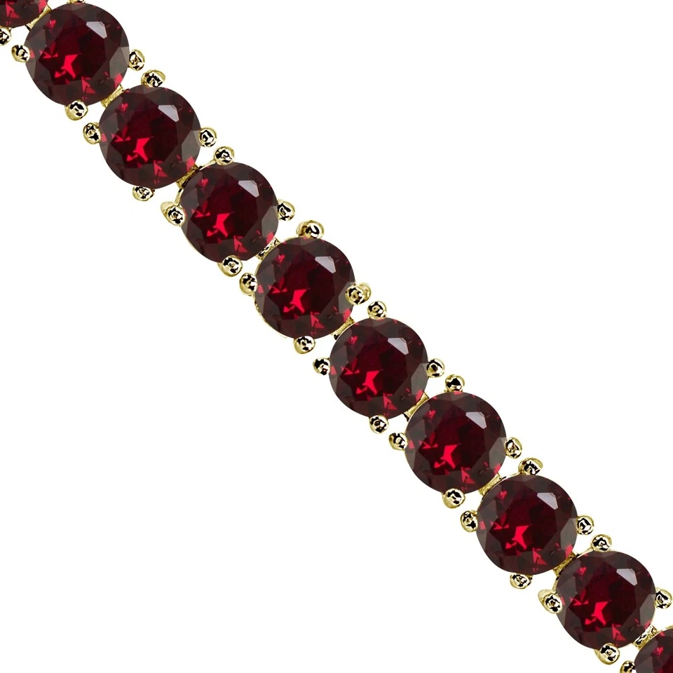 Gold Tone over Silver Created Ruby 6mm Round-cut Classic Tennis Bracelet - Image 2 of 3