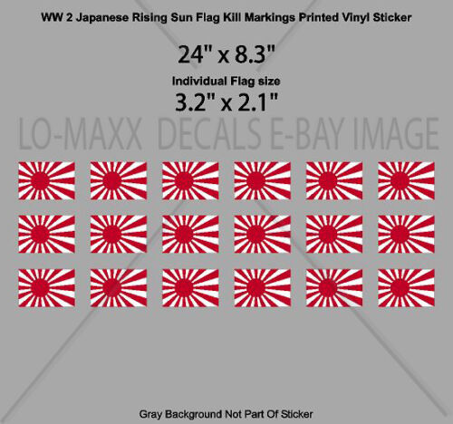 WW 2 Japanese Rising Sun Flag Fighter Bomber Kill Markings Printed Vinyl Sticker - Picture 16 of 16