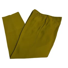 Vintage Rina Rossi Dress Pants Womens 12 Retro Green Barrel Leg Crepe Straight