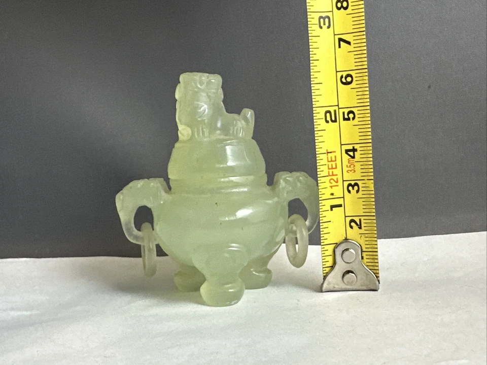 Pequeño incensario de jade nefrita tallado a mano de exportación china antigua Foto 2 de 4