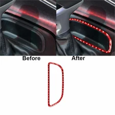 Red Carbon Fiber Central Storage Box Frame Cover Trim For Dodge Challenger 15-20