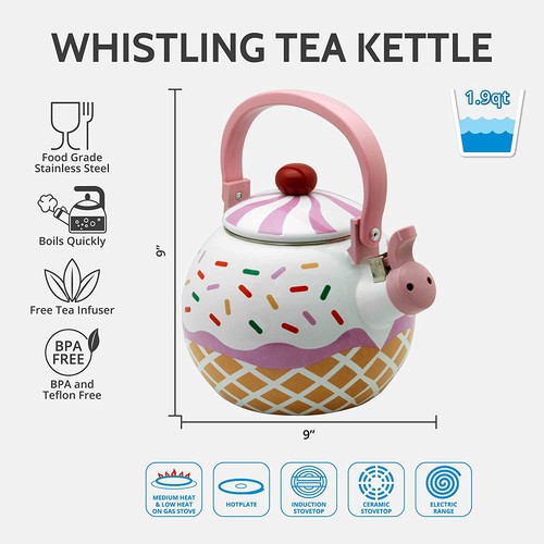 Supreme Novelty Cupcake 1.6 Quart Whistling Stovetop Kettle *NEW* - Picture 4 of 7
