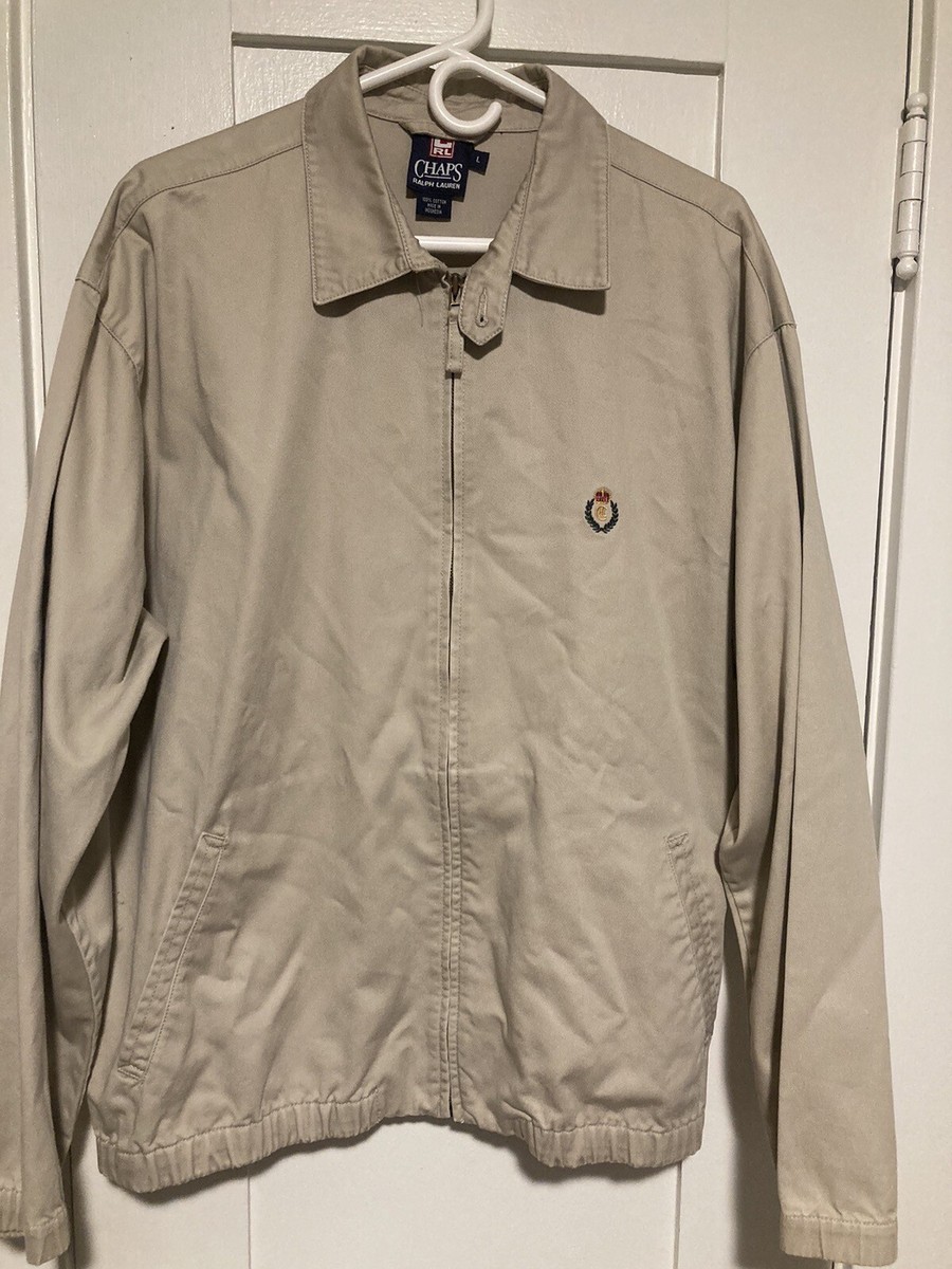 Chaps Ralph Lauren 100% Cotton Twill Jacket Embroidered Crest Logo 