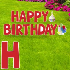 HAPPY BIRTHDAY Plastic Outdoor 15" Letter Set YARD SIGN Staked Standup RED