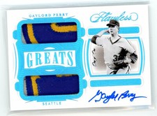 2021 Panini Flawless Greats Dual Patch Auto Platinum #GDMA-GP Gaylord Perry #1/1