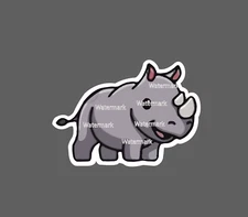 Rhino Sticker Cartoon Cute Waterproof NEW