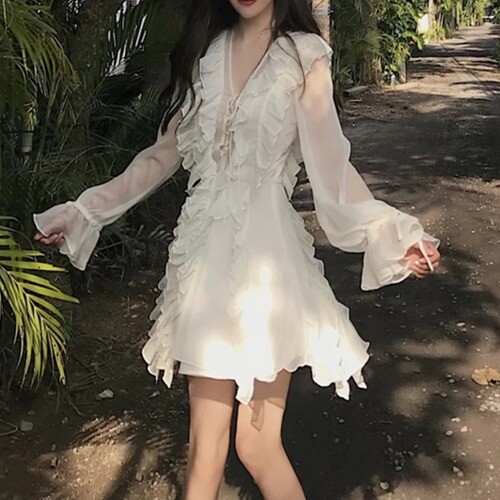 plus size spring wedding guest dresses Plus Size Elegant Midi Length ruffles sleeve Twisted Wedding Guest Dre