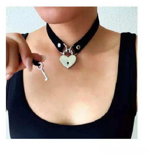Black Lock Key Heart Choker with Keys Punk Goth Lolita Play