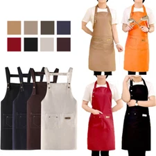 Unisex Waterproof Apron with 2 Pockets Adjustable Neck Strap Kitchen Cooking US