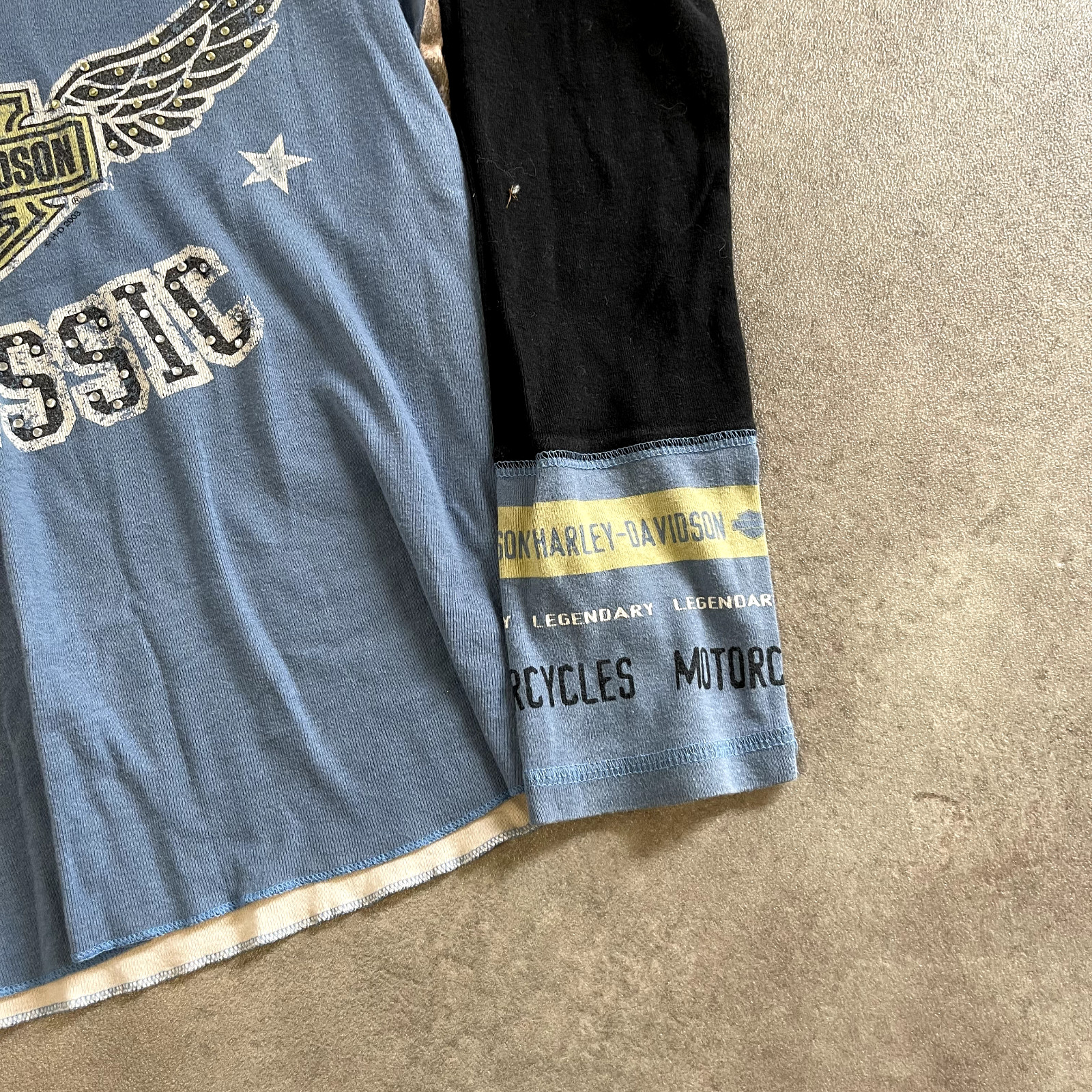 Harley Davidson T-Shirt Womens Large Y2K Long Sleeve Biker Graphic Tee, Blue image 5