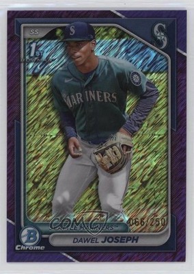2024 Bowman Chrome Prospects Purple Shimmer Refractor 65/250 Dawel Joseph 0fz3