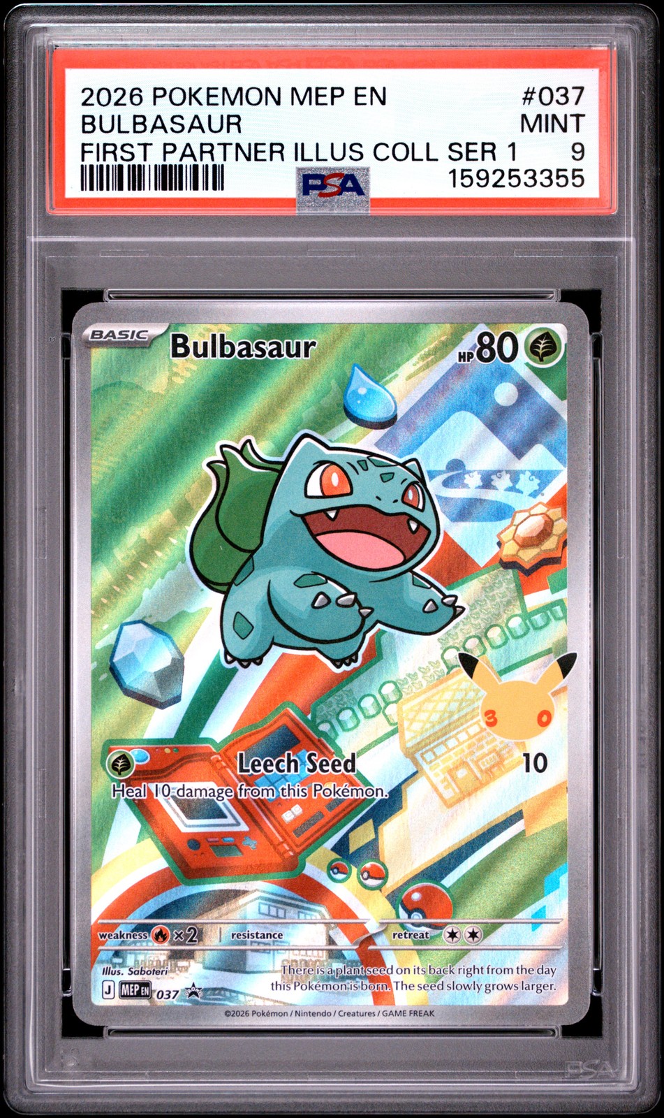 2026 POKEMON MEP EN-ME BLACK STAR PROMO #037 BULBASAUR PSA 9