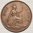 1945 Uk Great Britain British One 1 Penny George Vi Coin Higher Grade