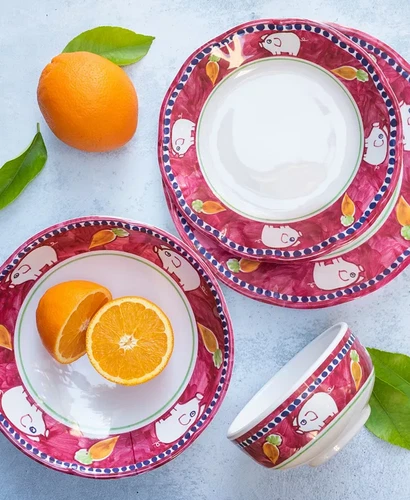 VIETRI Campagna Melamine PORCO 12-Piece Set (8 Plates + 4 Bowls) NEW WITH TAG