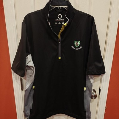 Royal Dornoch Golf Jacket Mens Large Black Sunderland of Scotland Quarter Zip