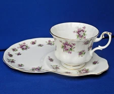 VTG Royal Albert England teacup and Dessert plate set Sweet Violets HTF rare