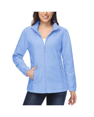 Women's Fleece Jacket Zip Up Coat Lightweight Winter Jackets with Zipper Pocekts