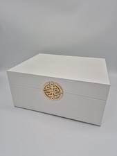 Set of 2 White Rectangular Decorative Boxes with gold accent