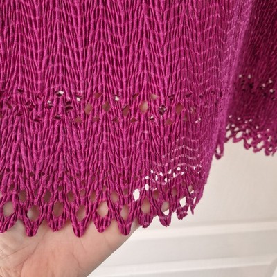 Julipa Plus Size 22 Top Blouse Pink Magenta Fretwork Hem Party Holiday Cruise