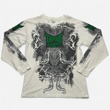 Tapout MPS Waffle Knit Thermal Long Sleeve Graphic Shirt Cream Green XL