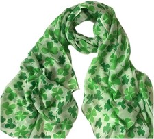 St. Patrick's Day Shamrock Scarf Irish Clover - Green - U.S. Stock