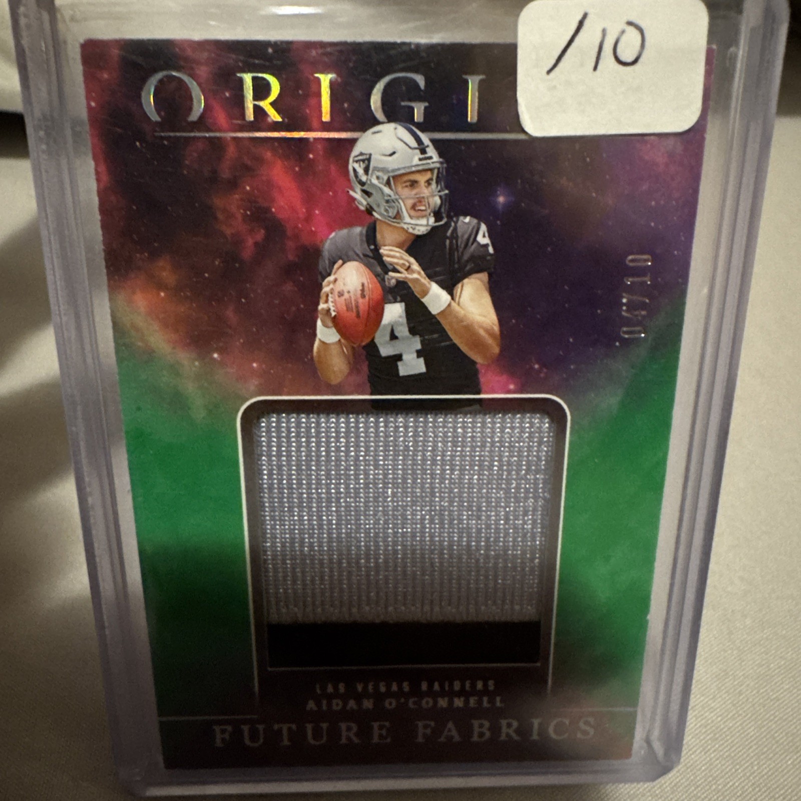 Aidan O'Connell Panini Origins Future Fabrics #FFAO Green