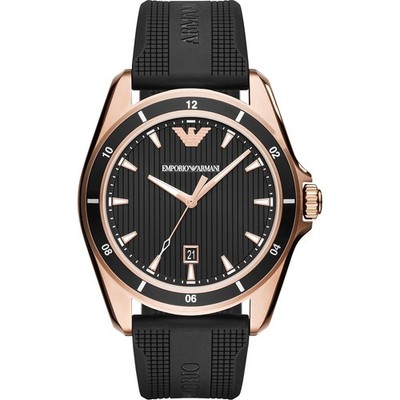 Emporio Armani Herrenuhr AR11101 Roségold 44 mm mit Kautschuk Armband