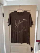 Nikon Shirt Mens Large Brown Graphic Tee Next Level Soft Tri-Blend Camera Logo