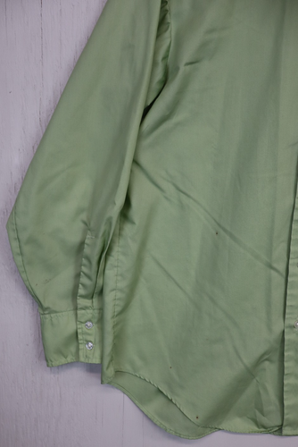 True Vintage Pennys Towncraft Button Front Shirt Green Long Sleeve Polyester L - Picture 3 of 9