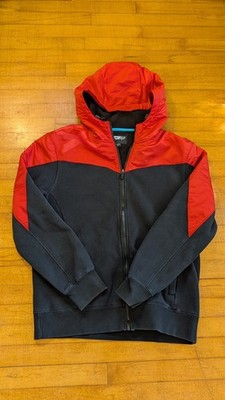 Vintage Men's Red Fox Racing Full Zip Hoodie Size Large Y2K
