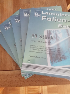 Laminier Folie Set 250 Stück = 5 Pack! Ein Paket Preis! für nur 2,99 Euro. 