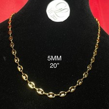 14K Gold Filled Puffed Mariner Link Chain Necklace Stainless Steel 5MM 20  