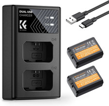 K F CONCEPT NP-FW50 Battery and Dual Slot Charger for Sony ZV-E10 A6500 A6400 A6