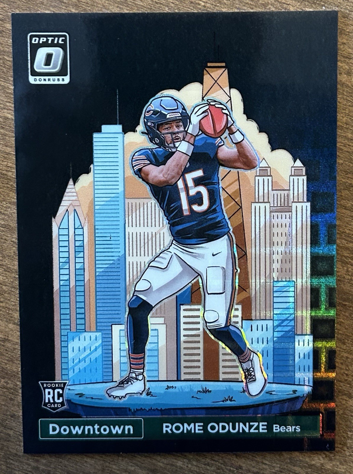2024 Panini Donruss Optic - Downtown! Rome Odunze #15 Black Pandora Prizm /25 RC