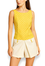 Vintage Playmates Polka Dot Romper Women Sz 8 Yellow Mod One Piece Jumpsuit 60s
