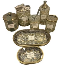 William Morris & Co bathroom vanity set 7 Glass w/metal trim Strawberry Thief