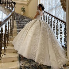 Spaghetti Strap Wedding Dresses Applique Ball Gown Floor Length Bridal Gown