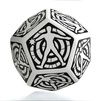 Q-WORKSHOP D12 Trefferzonen-Würfel Weiß/Schwarz   RPG Zubehör