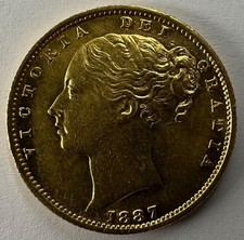 1887 Queen Victoria Sydney Shield Back Gold Sovereign - RARE!