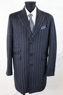 Gianni Lupo dunkelblau-grauer Mantel Gr.52/L Polyester Wolle Top Zustand