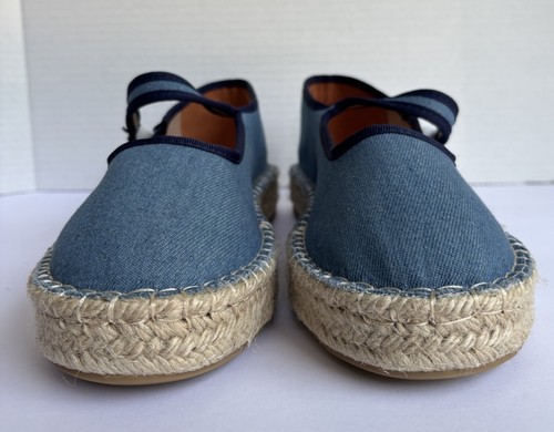 Atbell Mary Jane Flat Denim Espadrilles Size 39 Blue - Picture 2 of 7