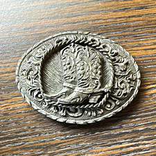 EJ Co. Western Americana Oval Belt Buckle w/ Cowboy Boots, Made in USA